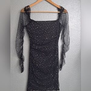 Double Crazy Black Sequin Dress     Size S